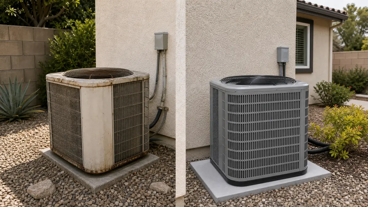 Weighing a compressor repair against replacement on an aging Pomona condenser, ZIP 91767.