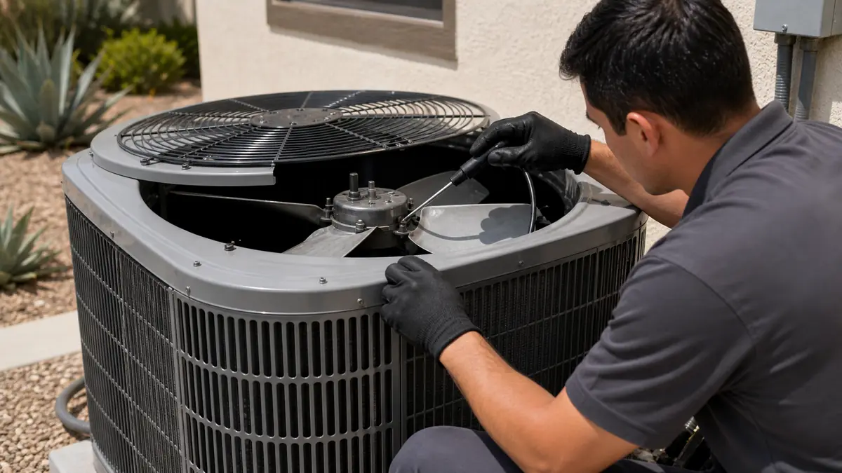 Listening at a Carrier condenser for a contactor buzz in Ganesha Hills, ZIP 91767.